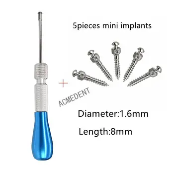 1 Set Surubelnita +5 buc Mini-Șuruburi Dentare Ortodontice Mini Micro Os Șuruburi de Titan Șurubelniță 1.6 mm*8mm Imagine 0