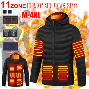 11 Zone Încălzite Jacheta USB Bărbați Femei de Iarnă în aer liber Încălzire Electrică Jachete Calde Sport Termică Strat de Îmbrăcăminte Incalzite Vesta Imagine 0