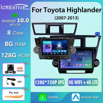1280*720P Android 10 Radio Auto Pentru Toyota Highlander Kluger 2 XU40 2007-2013 GPS Multimedia Video Player Stereo Auto CarPlay HU