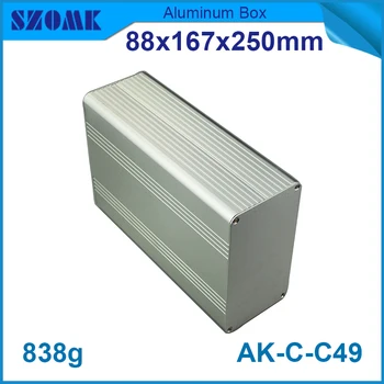 1bucată 88(H)x167(W)x250(L) mm mare și frumos carcasă de aluminiu carcasă în culoarea argintie Imagine 0