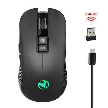 2.4 G-C USB Mouse Wireless Rechargeable Gaming Mouse, 3600DPI 7 Buton de Tip c Mute Soareci pentru Macbook Laptop PC Joc Mouse-ul Imagine 0