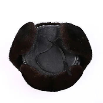 2018 Noi, Originale, Nurca Blană Pălării Cu Adevărat piele de Oaie Piele de Iarnă Caldă Stil Casual Capace Pentru Bărbați Earmuff pălărie Imagine 0