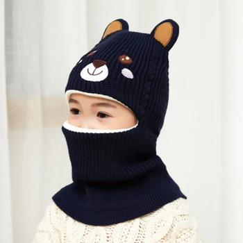 2021 Fetiță Pălărie De Iarnă Caldă Urs Chelioși Căciuli Tricotate Capac Copii Balaclava Masca Pălării Gorras Imagine 0