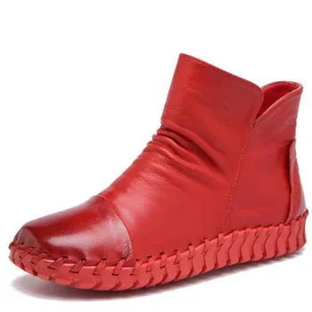 2022 Faimosul New Elegant De Cusut De Mână De Sus Piele De Vacă Din Piele Cizme Femei Pantofi Plat Cald Cizme De Iarna De Moda Pantofi Pentru Femeie Cizme Glezna