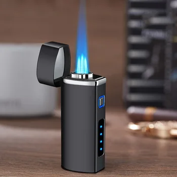 2022 Nou USB Vânt, Gaze Și energie Electrică Dublu Scop Directe Albastru Flacără de Foc de Ajustare Trabuc Iluminat Bărbați High-End Cadou Imagine 0