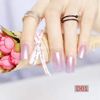 24buc Fierbinte vinde moda secțiunea Lung cap Pătrat bomboane decor unghii false perla violet D01