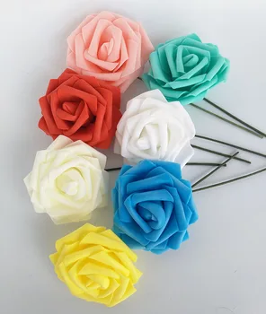 25 de Capete 8CM Nou Colorat Artificial Spuma PE Rose Flori Buchet de Mireasa Acasă Decor Nunta Scrapbooking DIY Consumabile