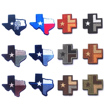 3D Texas flag Texas Hartă Topografică Cruce Medicale Capitolul Patch-uri Brodate Militare Insigna Banderola Pânză Moda Insigne