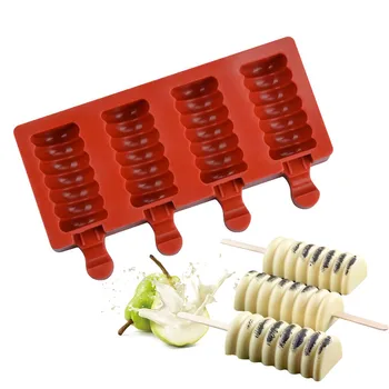 4 Cavități Silicon Congelator inghetata candy bar Instrument de a Face Suc de Înghețată Matrite Copii Lolly Pop Tava Cub de Gheață maker Imagine 0