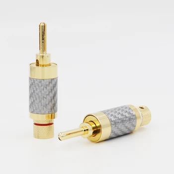4buc Hifi audio Placat cu Aur de Fibra de Carbon, Difuzor de Sârmă de Cablu Extensie adaptor Banana Plug Conector 7mm
