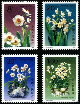 4buc/Set Nou China Post Timbru 1990 T147 Narcis Stamps MNH