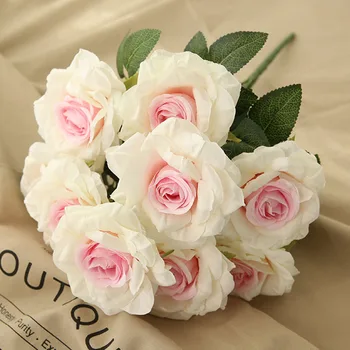 50 cm inaltime 10 cap floare artificială de înaltă calitate artificiale sertizare floare trandafir acasă nunta decor de Crăciun rose