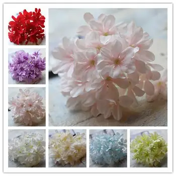 50pcs 11COLORS 13cm artificiale hortensie flori de liliac capete diy nunta buchet de flori pe cap coronita ghirlanda decor acasă