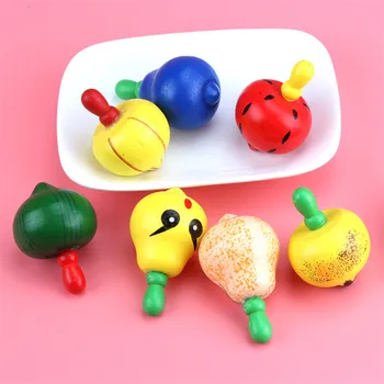 5pcs Drăguț din Lemn Colorat titirez Fructe Gyro Noutate interesantă jucarii Copii Copil Educaționale Montessori Jucărie Clasic