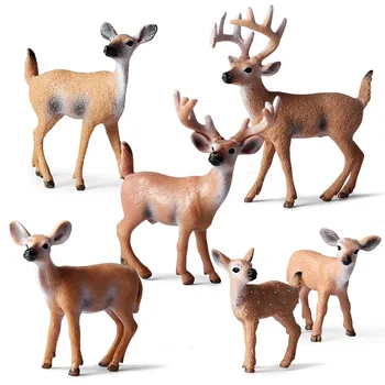 6Pcs Elan, Ren, Cerb Cafeniu Okapi Figura Animale Colector Model de Jucărie Decor Copil Cadou