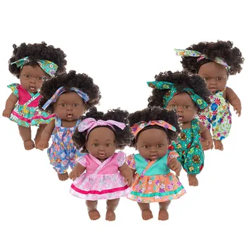 7,5 Inch Nou Negru African Papusa Drăguț Parul Cret Simulare Papusa Toamna Vinil Rezistent La Renaștere Păpușă Jucărie De Învățământ Cadou