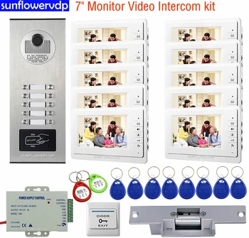 7inch de Culori Interfon Telefon Pentru un Apartament Control Acces, Video Interfon Monitor Interfon Cu Încuietoare Electrică Kit