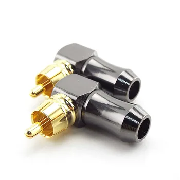 90 de Grade RCA male Conector Tip L Audio Fir Adaptor Placat cu Aur de Lipire Terminal de 6.2 mm Cablu Difuzor Unghi Drept
