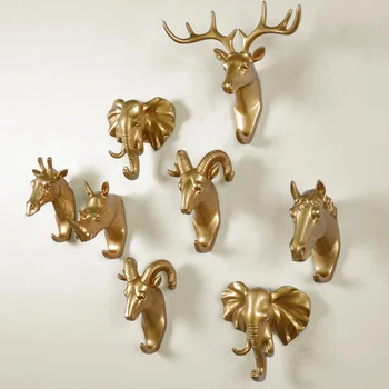 Accesorii pentru Decor rășină cap de animal figurina de artizanat arta de perete cârlige pentru agățat decorative cheie suport rack îmbrăca haina cuier
