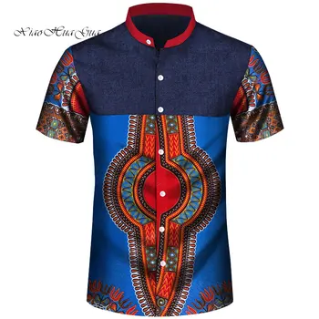 Africa de Barbati Haine Africane Ankara Print T-shirt pentru Barbati Personalizate Scurt Mâneci Singur Pieptul Camasa Casual Barbati Wyn910