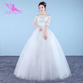 AIJINGYU 2021 rochii Personalizate noi de vânzare fierbinte ieftine minge rochie de dantelă sus înapoi formale rochii de mireasa rochie de mireasa WK706