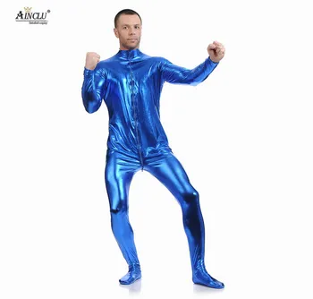 Ainclu Lipici Costum Cosplay Costum de Hallween Anime Costum Albastru Zentai Corsetul Zentai pentru Bărbați