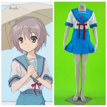 Ainclu Transport Gratuit Albastru Suzumiya Haruhi no Yuuutsu Fata Anime Uniformă Școlară Adult Copil Halloween Cosplay Costum Imagine 0