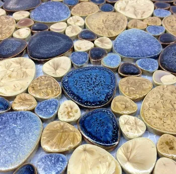 Albastru Bej Pietriș Portelan, Mozaic Pentru Bucatarie Backsplash PPMT058 Baie cabină de Duș de Perete Piscină, Pardoseli Placi Ceramice