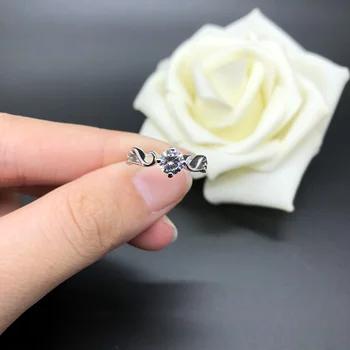 Aripi de înger 0.5 Ct Diamant Tăiat Rotund Inel pentru Femei Bijuterii de Nunta Solid Platină 950 Inel R105