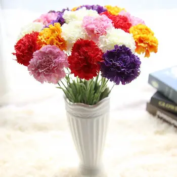 Artificiale Slik Flori Garoafe Acasă Decorare Nunta 6 Flori de Cap de Ziua Îndrăgostiților Cadou de Ziua Mamei
