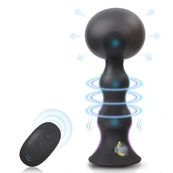 Automat Gonflabile Dilatator Anal Vibrator Expansiune Prostata Masaj Stimulator 10 Vibrații Sexy Margele Dop de Fund pentru Bărbați Gay Imagine 0