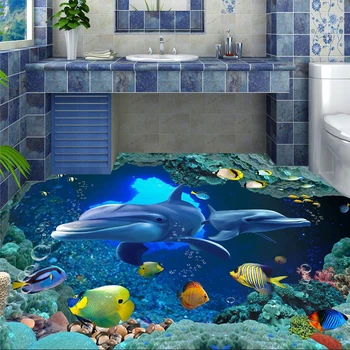 beibehang Personalizate de podea 3D wallpaper 3d lume subacvatică delfini, perete, podea de vinil rezistent la apa auto - adeziv tapet