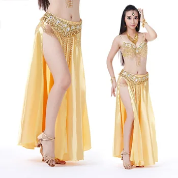 Belly Dance Fusta Dans Formare Rochie sau Performa Fusta Fusta Costum Nou de Înaltă Calitate Nouă Indian Dublu Split 1 buc Femei