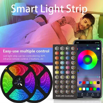 Bluetooth Smart Muzica Bandă de Lumină Set 12v 5050 TV LED Backlight Flexibile Banda de Lumina RGB Decor Acasă Lampă Ambientală 5M 10M 20M