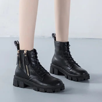 brandul italian de designer de moda pentru femei din piele cizme negru pantofi platforma punk club de noapte glezna cizme scurte botas de mujer