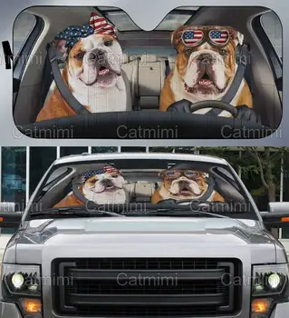 Bulldog American Car Umbra Soare, Decor Masina, Bulldog Accesorii Auto, Amuzant Bulldog Parasolar, Bulldog Mașină de Decor, Cadou Mama MC