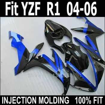 Carenaj complet kit ABS mucegai de injectare nevopsite carenaj pentru Yamaha YZF R1 04 05 06 albastru negru carenajele set YZFR1 2004-2006 LV49 Imagine 0