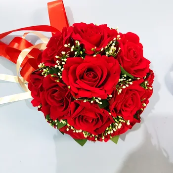 Catifea de Mireasa Buchet de Nunta Petrecere de Crăciun, Produse de Decor Flori Artificiale de Trandafir Hortensie Hibrid Buchet pentru Acasă Imagine 0