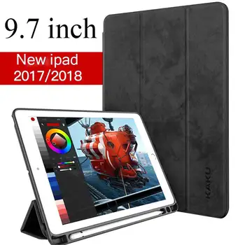 Caz Pentru Noul iPad de 9.7 inch 2018 2017 Cu Apple Creion din Piele TPU Silicon Smart Cover Pentru iPad A1893 A1954 A1822 A1823