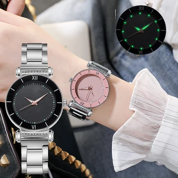 Cel Mai Bun Vânzător Femei Ceasuri De Moda Luminoase Din Oțel Curea Ceasuri Casual, Cadran Alb Suprafață Ceas Minimalist Cadou Iubitor De Cuarț
