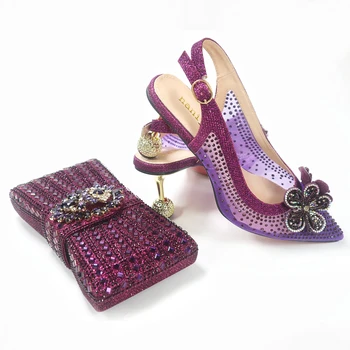 Cele mai recente Design Italian N. de Culoare Violet Moda Frumoase Tocuri Ascuțite, de zi cu Zi ușor de Purtat, Petrecere de Femei Pantofi Și Geantă Set
