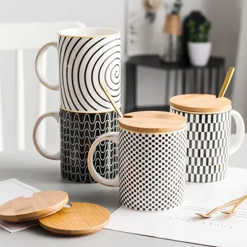 Ceramica Cana de Cafea cu Capac Capacitate Mare Cani Creative Drinkware Cafea Cesti de Ceai Noutate Cadouri de Proiectare Lapte Cupa Stil European