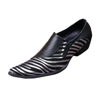 Christia Bella Zebra Dungi Moda Barbati Real Pantofi De Piele De La Mijlocul Călcâi A Subliniat Deget De La Picior De Afaceri Pantofi Rochie Crește Înălțimea Barbati Pantofi