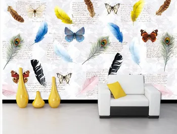 Colorate pene fluture engleză American restaurant bar de fundal tapet de perete,camera de zi canapea TV de perete dormitor 3d murală
