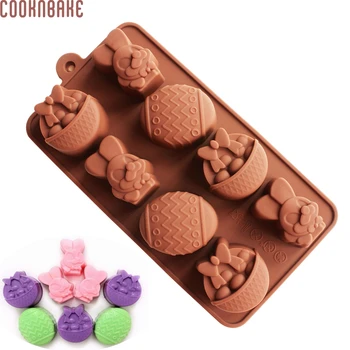 COOKNBAKE DIY Mucegai Silicon Pentru Ciocolata, inghetata, Jeleu, Budinca, Iepurașul de Paște Ouă de Proiectare 8 Găuri SICM-008-2 Imagine 0