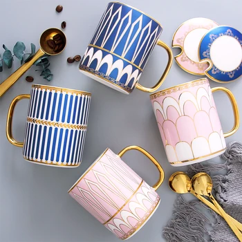 Creative Europene ceramice lingura, cana cu capac regale Britanice ceramice ceasca de cafea ceasca de ceai cu o lingură din oțel inoxidabil set de cafea cu lapte Imagine 0