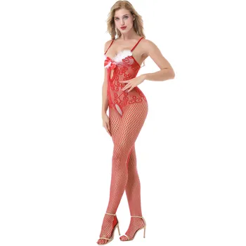 Crăciun Body pentru Femei Lenjerie Sexy Gol Afară de Red Teddy Lenjerie de corp Exotic Dresuri Sleepwear Lenceria Senzual Mujer Pijama