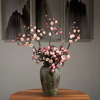 De Iarnă Acasă Decor Alb Artificiale Flori Realiste Fals Ramuri Plum Blossom Epocă Vaza Mult Buchet De Decoratiuni Interioare