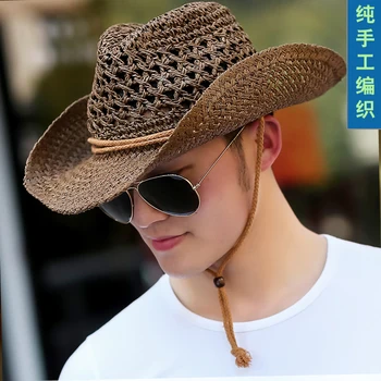 De sex masculin Vara Pălărie de Soare Adult în aer liber, Pescuit Cowboy Pălărie de Paie pentru Bărbați Umbrire de protecție Solară Capac Plaja de Călătorie Pac B-8275