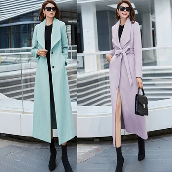 De tip Boutique de Lână Lung Paltoane de Iarna pentru Femei 2021 Femei coreene Rever Elegant, Gros de Lână Cald Jacheta Cu Centura Cardigan Îmbrăcăminte exterioară